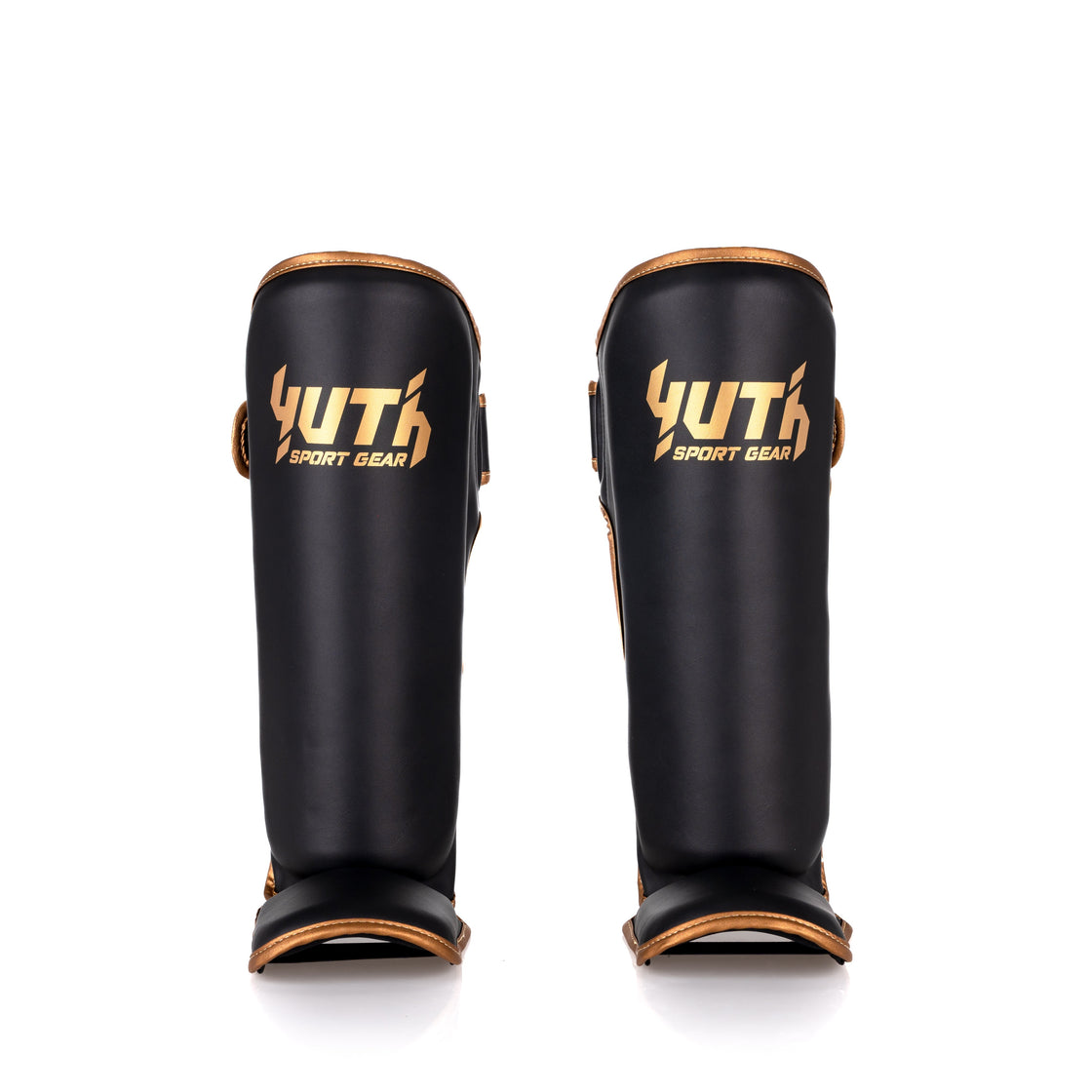 Black/Gold Yuth - Gold Line Shin Guard Front