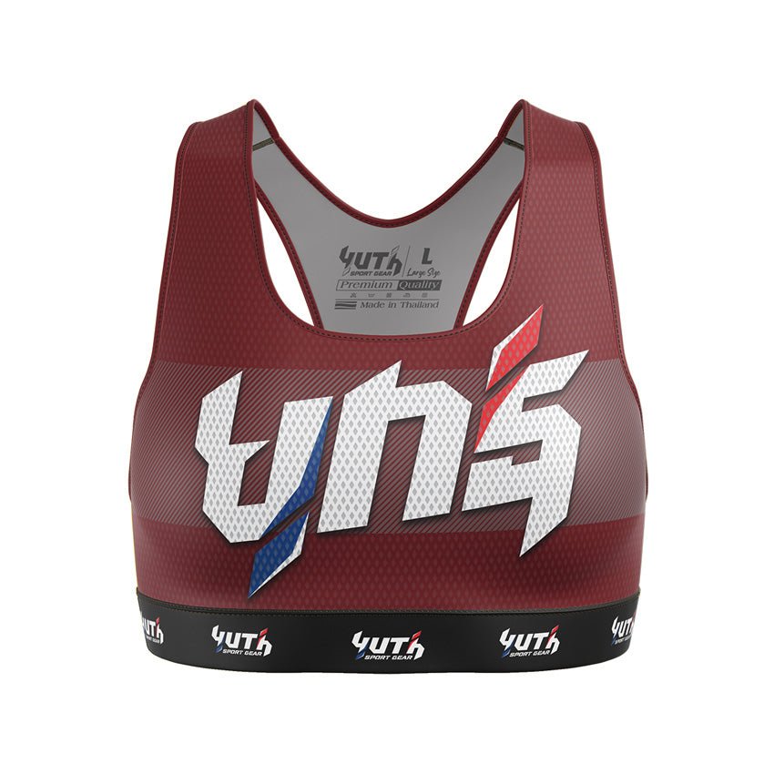 Maroon  Yuth Thai Women's Sports Bra Front