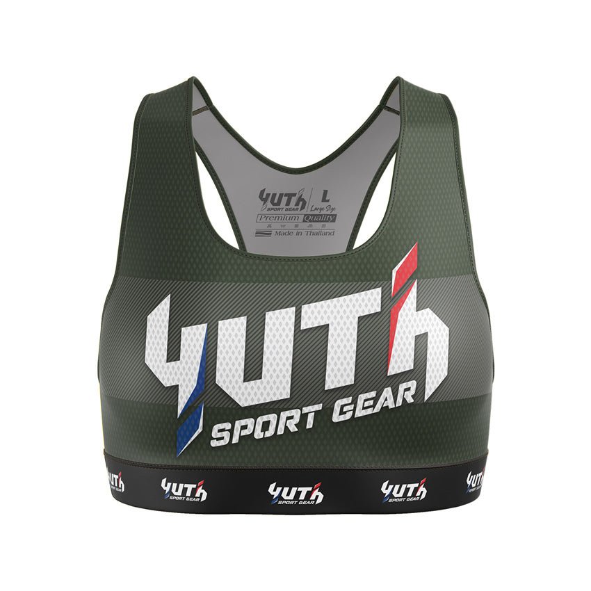 Army Green Yuth Women's Sports Bra Front