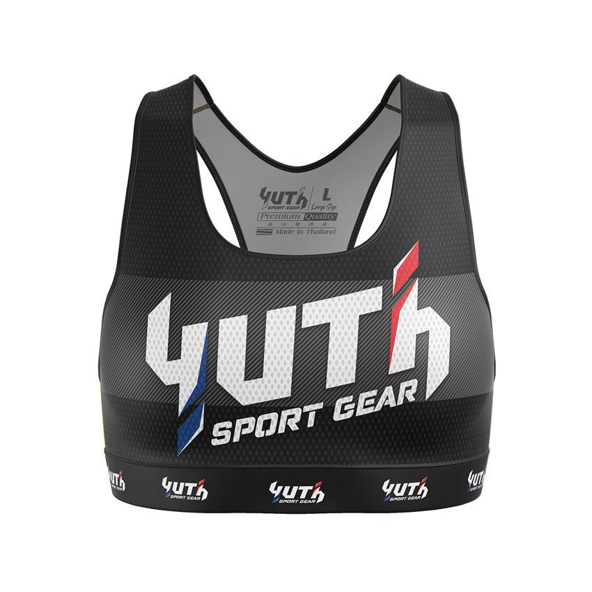 Black Yuth Women's Sports Bra Front