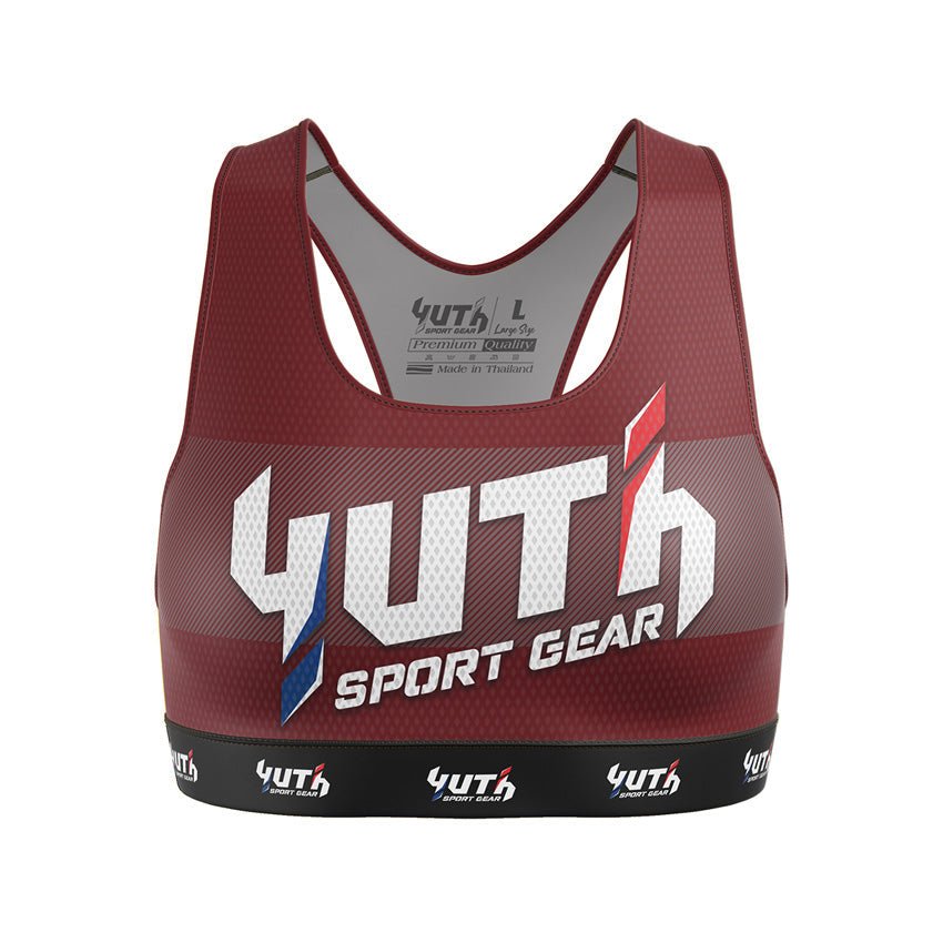 Maroon Yuth Women's Sports Bra Front