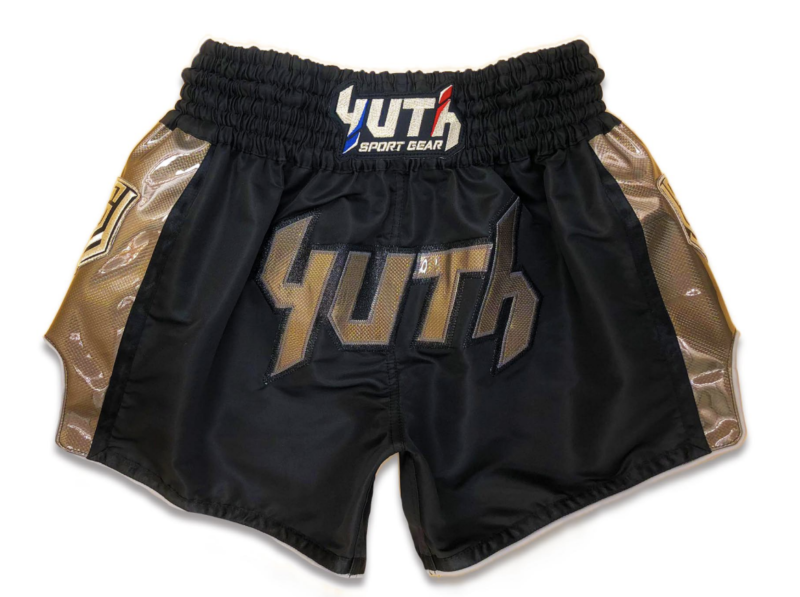 Yuth Hologram Gold/Black Muay Thai Shorts