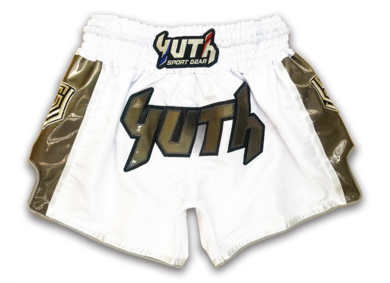 Yuth Hologram Gold/White Muay Thai Shorts